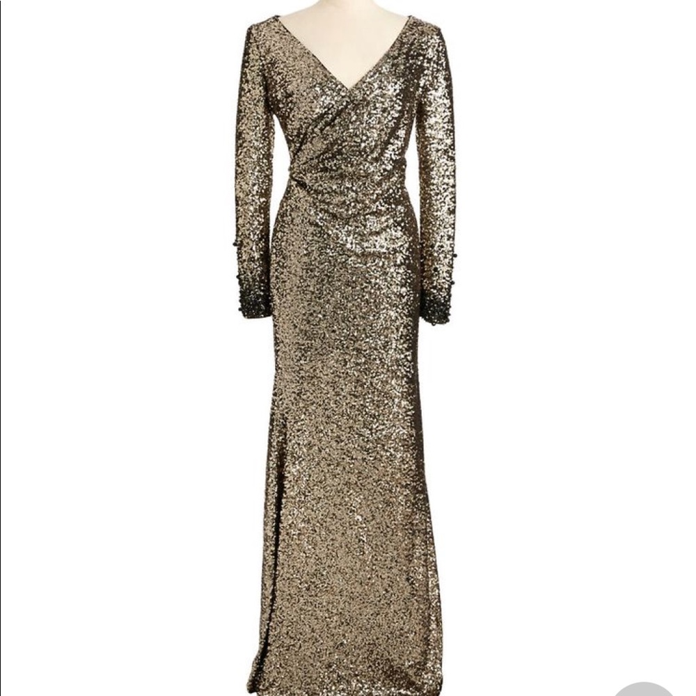 Badgley Mischska Long sleeve rouched sequin dress